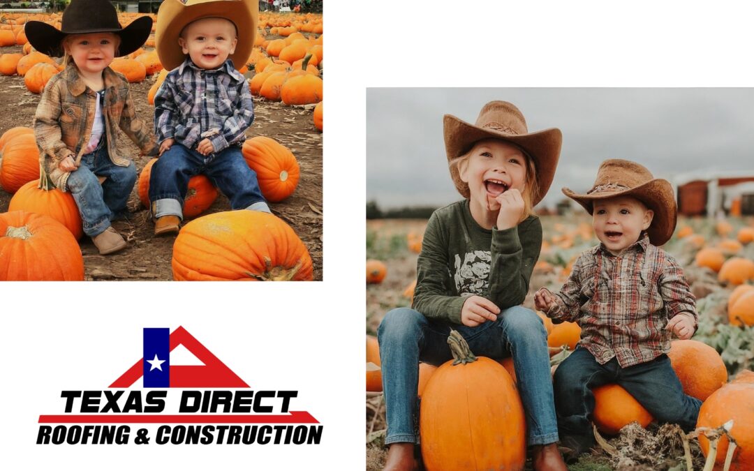 Children in Cowboy Hats playing in Pumpkin Patch