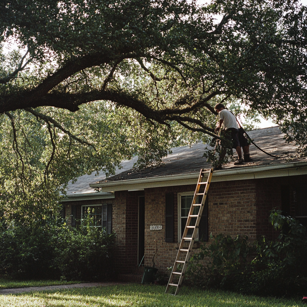 Branches overhang roof create risk of roof damage