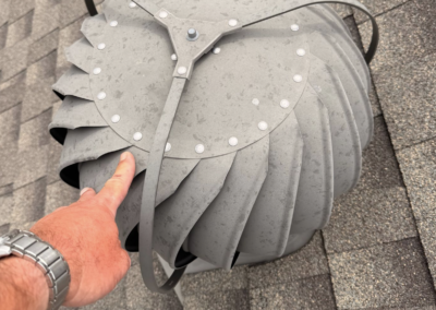 Hail damage on a turbine