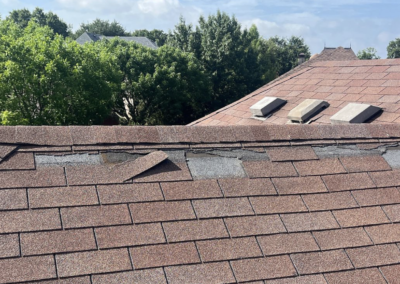 Missing shingles on a roof